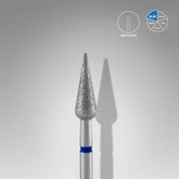 Frez diamentowy grusza ostra niebieska EXPERT średnica 4 mm / część robocza 12 mm